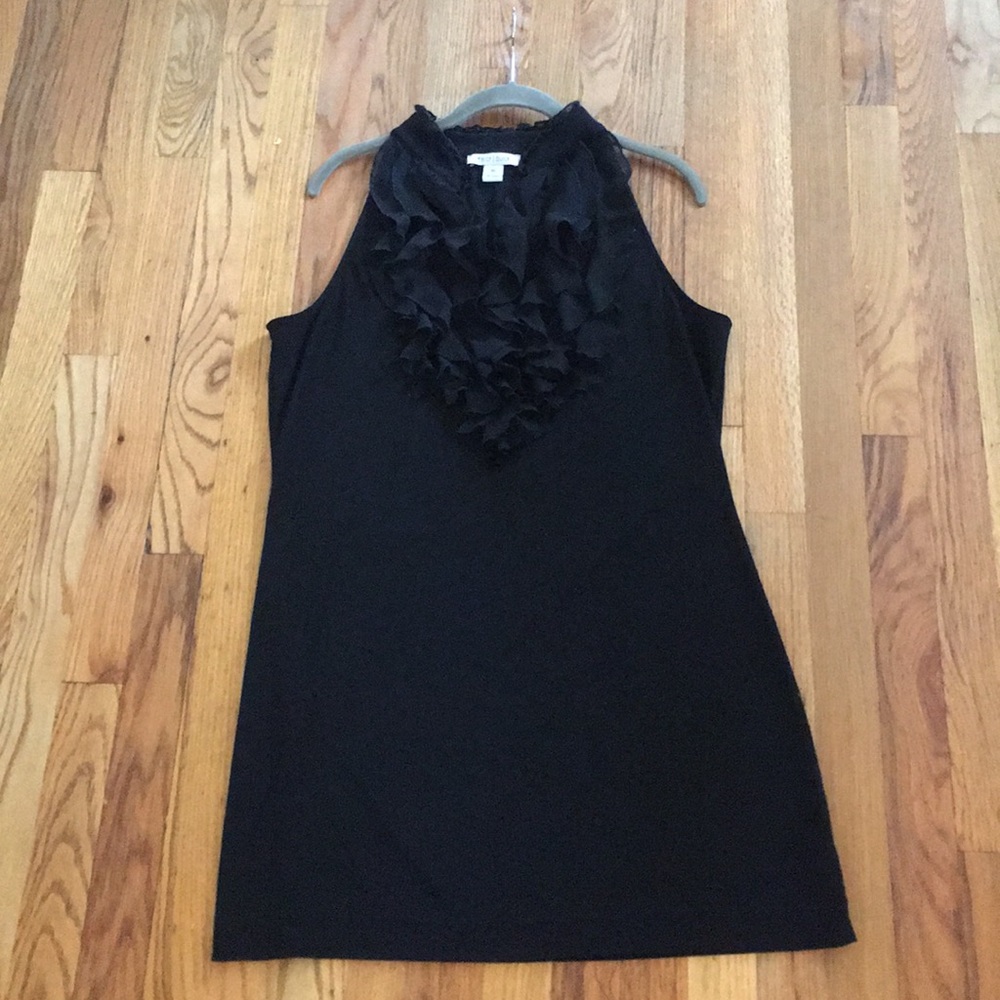 Black mini dress with fun tux ruffles!